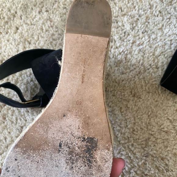 Celine Paris Women’s Espadrille Wedge Heeled Sandals in Black Suede Size 40 - Picture 5 of 8